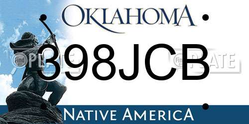 398JCB Oklahoma License Plate