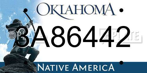 3A86442 Oklahoma License Plate