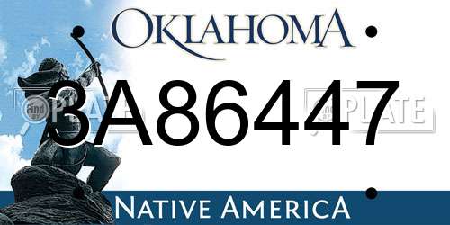 3A86447 Oklahoma License Plate