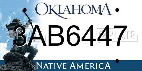 3AB6447 Oklahoma License Plate