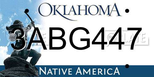 3ABG447 Oklahoma License Plate