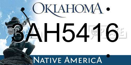 3AH5416 Oklahoma License Plate