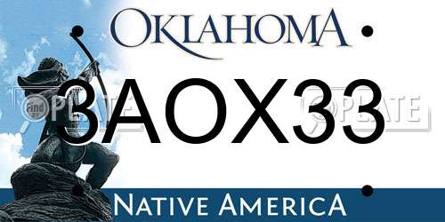 3AOX33 Oklahoma License Plate