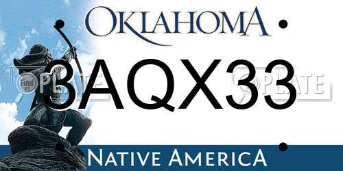 3AQX33 Oklahoma License Plate
