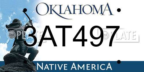3AT497 Oklahoma License Plate