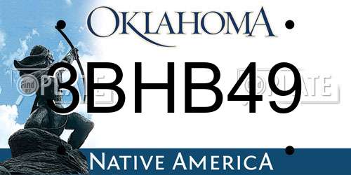 3BHB49 Oklahoma License Plate