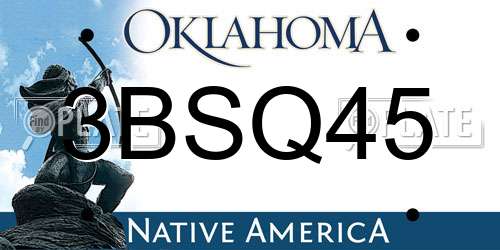 3BSQ45 Oklahoma License Plate