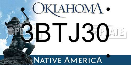 3BTJ30 Oklahoma License Plate