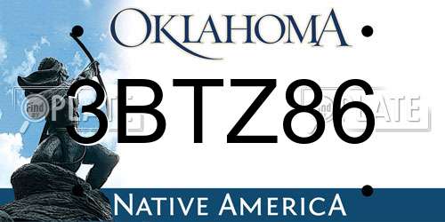 3BTZ86 Oklahoma License Plate