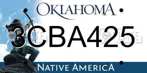3CBA425 Oklahoma License Plate