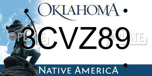 3CVZ89 Oklahoma License Plate
