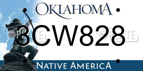 3CW828 Oklahoma License Plate