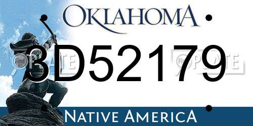 3D52179 Oklahoma License Plate