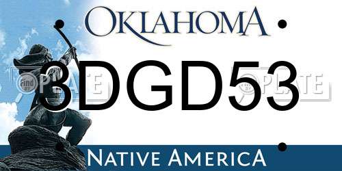 3DGD53 Oklahoma License Plate