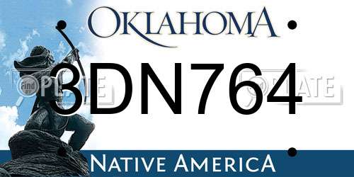 3DN764 Oklahoma License Plate
