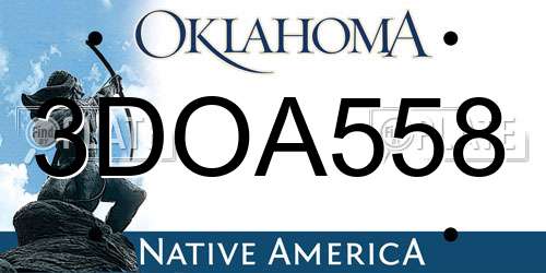 3DOA558 Oklahoma License Plate