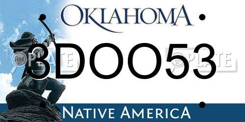 3DOO53 Oklahoma License Plate
