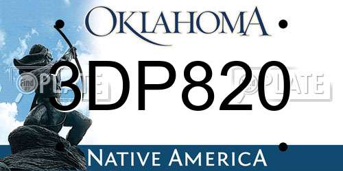 3DP820 Oklahoma License Plate
