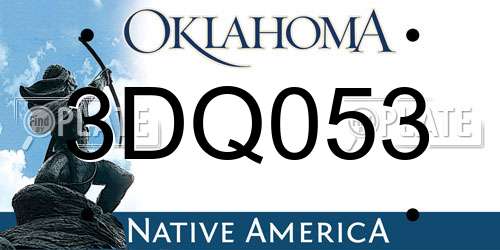 3DQ053 Oklahoma License Plate