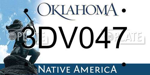 3DV047 Oklahoma License Plate