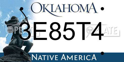 3E85T4 Oklahoma License Plate
