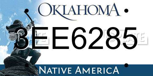 3EE6285 Oklahoma License Plate