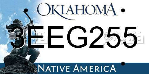3EEG255 Oklahoma License Plate