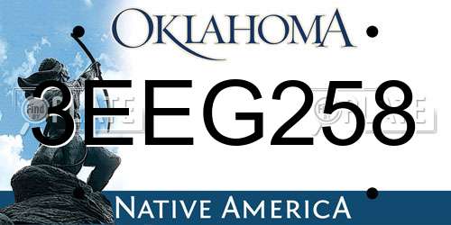 3EEG258 Oklahoma License Plate