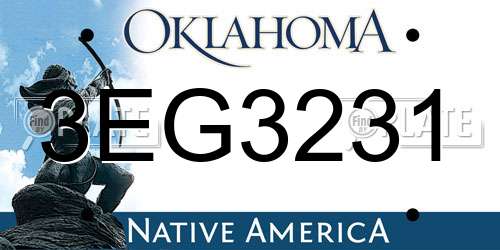 3EG3231 Oklahoma License Plate