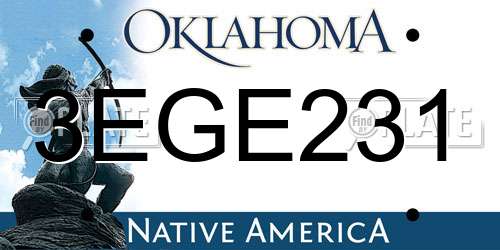 3EGE231 Oklahoma License Plate