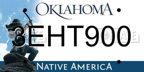 3EHT900 Oklahoma License Plate