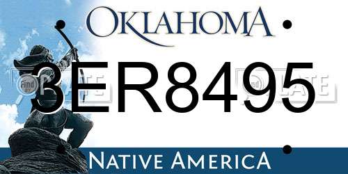 3ER8495 Oklahoma License Plate