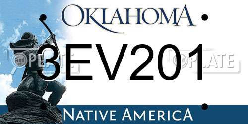 3EV201 Oklahoma License Plate
