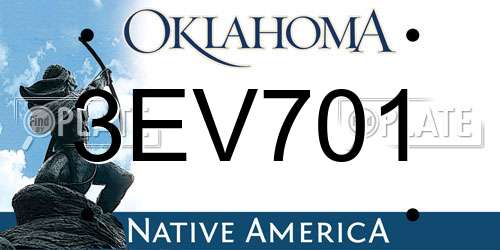 3EV701 Oklahoma License Plate