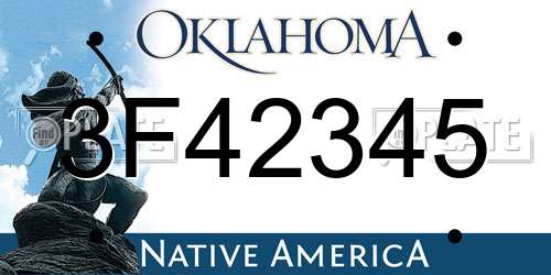 3F42345 Oklahoma License Plate
