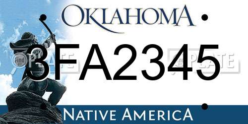 3FA2345 Oklahoma License Plate