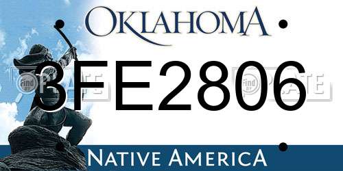 3FE2806 Oklahoma License Plate