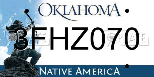 3FHZ070 Oklahoma License Plate