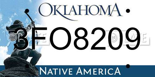3FO8209 Oklahoma License Plate