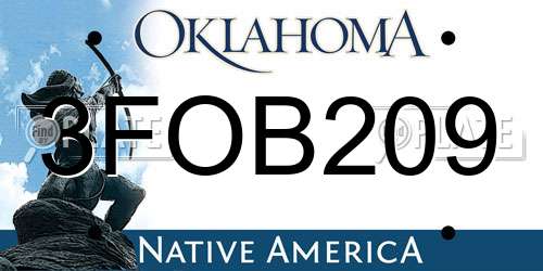 3FOB209 Oklahoma License Plate