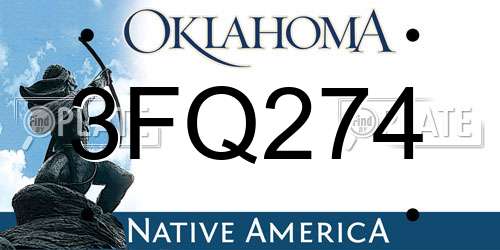 3FQ274 Oklahoma License Plate