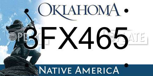 3FX465 Oklahoma License Plate