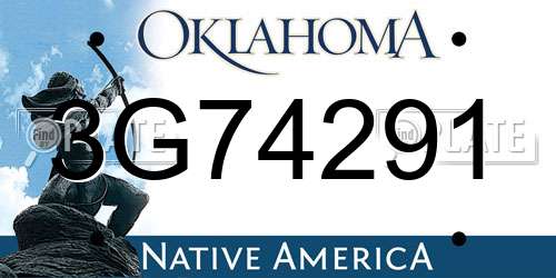 3G74291 Oklahoma License Plate