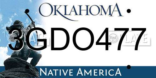 3GDO477 Oklahoma License Plate