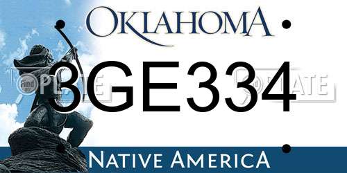3GE334 Oklahoma License Plate
