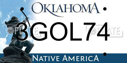 3GOL74 Oklahoma License Plate