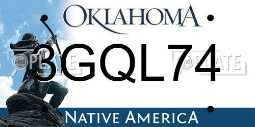 3GQL74 Oklahoma License Plate