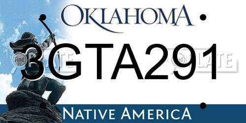 3GTA291 Oklahoma License Plate