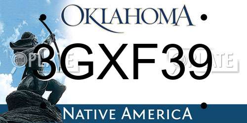 3GXF39 Oklahoma License Plate