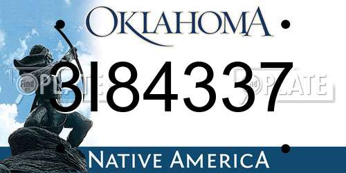 3I84337 Oklahoma License Plate